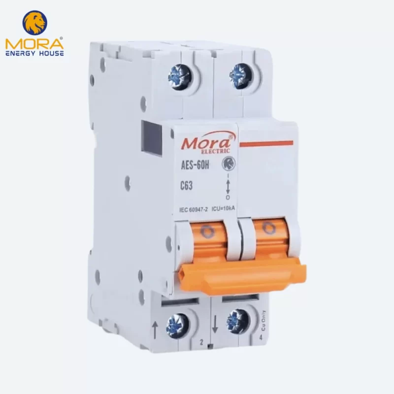 Mora 2P AC MCB Circuit Breaker – C Type, 230/400V | Available in 20A, 32A, 63A