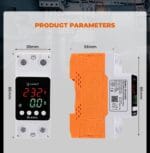 Mora 2 Pole Volt & Ampere Protection Device – Dual Display | Adjustable Voltage Current Guard | 63A AC