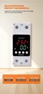 Mora 2 Pole Volt & Ampere Protection Device – Dual Display | Adjustable Voltage Current Guard | 63A AC