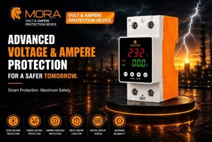 Mora 2 Pole Volt & Ampere Protection Device – Dual Display | Adjustable Voltage Current Guard | 63A AC