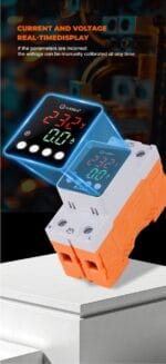 Mora 2 Pole Volt & Ampere Protection Device – Dual Display | Adjustable Voltage Current Guard | 63A AC