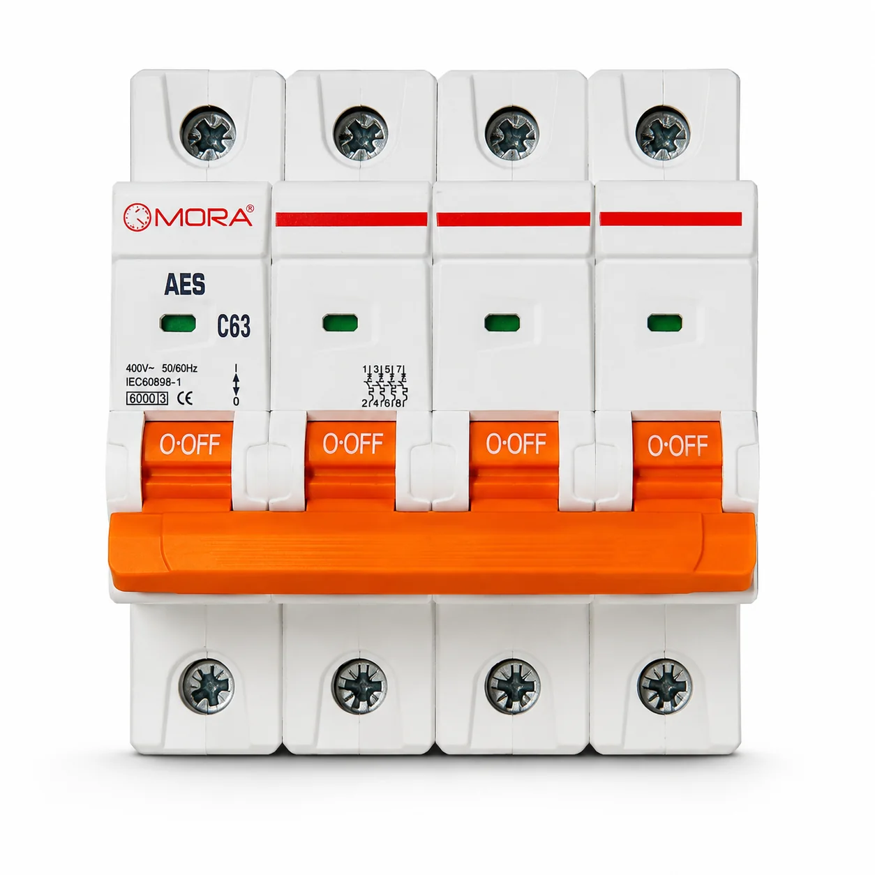 Mora 4P 63A AC Circuit Breaker – 4 Pole MCB for Main Power Line Protection