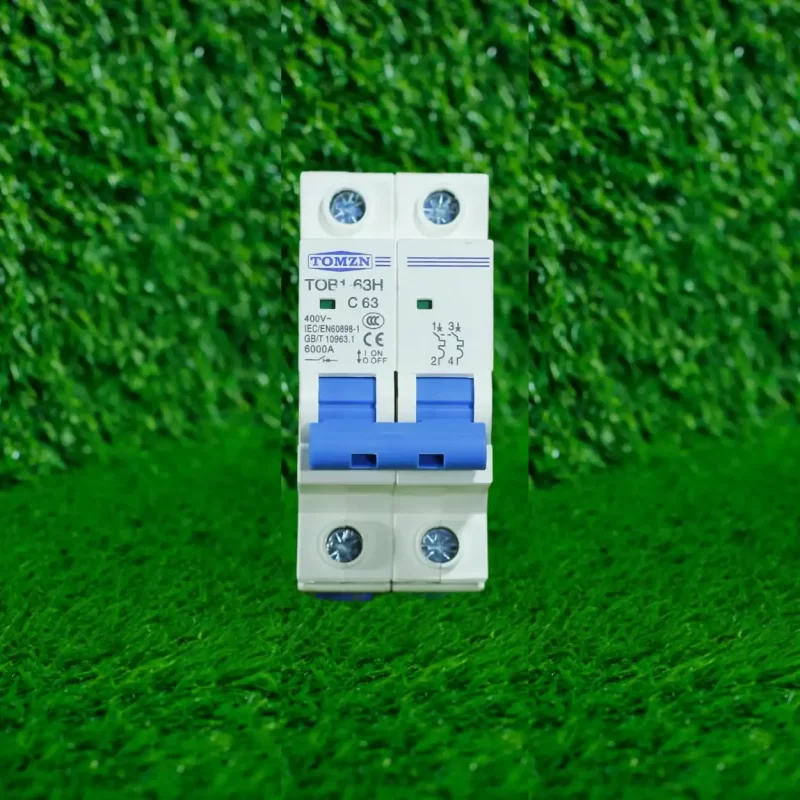 Tomzn 2P AC MCB Circuit Breaker front view