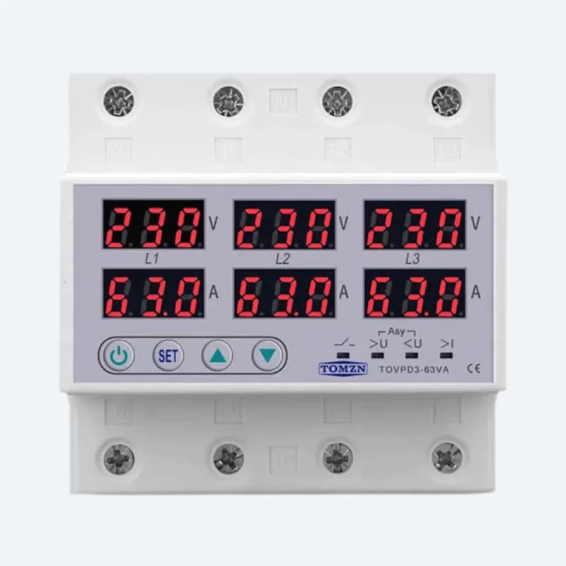 Tomzn TOVPD3-VA 100A three-phase protector front view