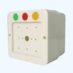 Back view of weatherproof plastic changeover box with wall mount design