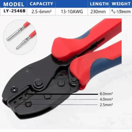 Top view of LY-2546B MC4 solar cable crimping tool with ergonomic handle
