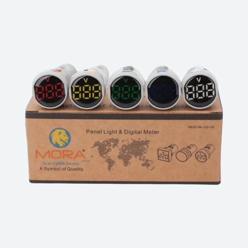 Side view of Mora Digital Volt Meter showing panel mount design