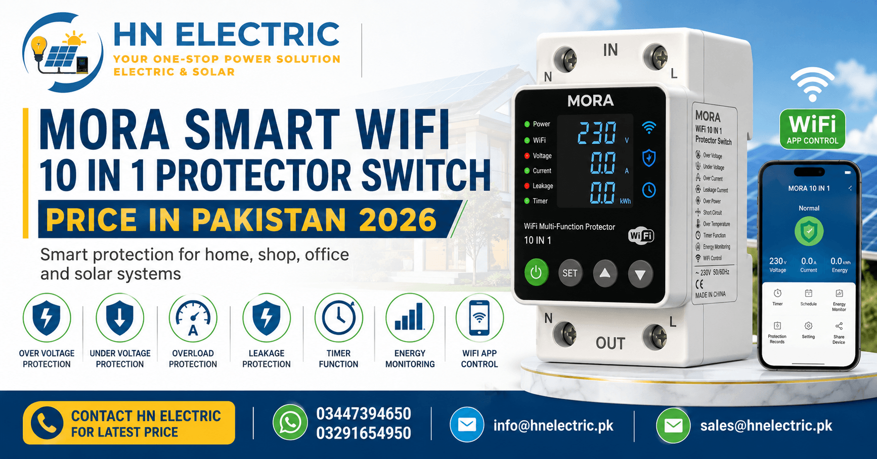 MORA Smart WiFi 10 in 1 Protector Switch Price in Pakistan 2026 by HN Electric