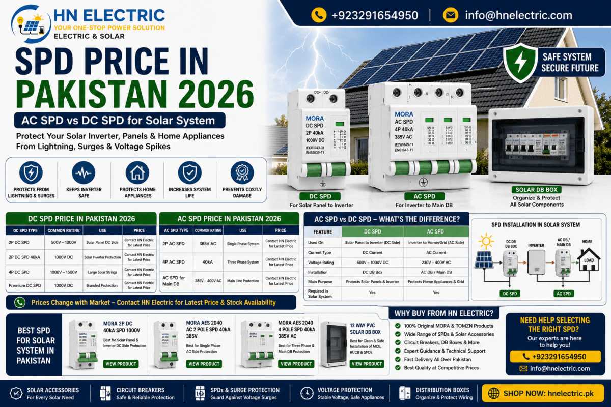 SPD Price in Pakistan 2026 for AC SPD and DC SPD Solar Protection Devices by HN Electric