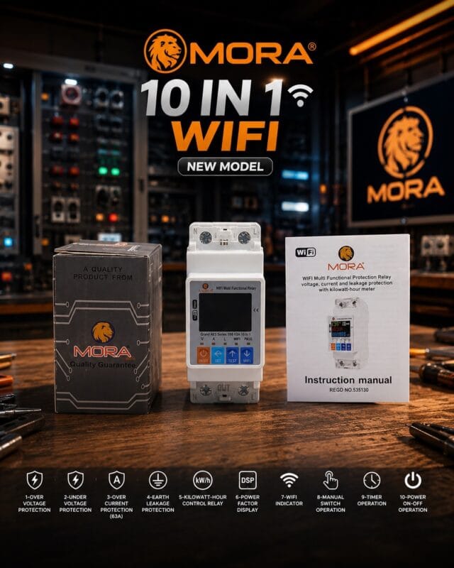 MORA Bulgaria 10 in 1 WiFi smart voltage protector 80A kit installed on electrical panel