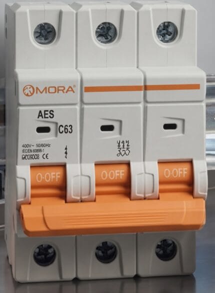 Mora 3P 63A AC Circuit Breaker – 3 Pole MCB for Main Power Line Protection